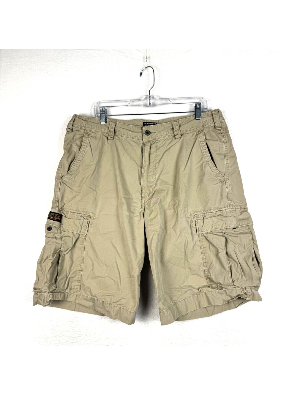 Vintage Polo Jeans Ralph Lauren Cargo Shorts Sz 38 Military Surplus Khaki Baggy